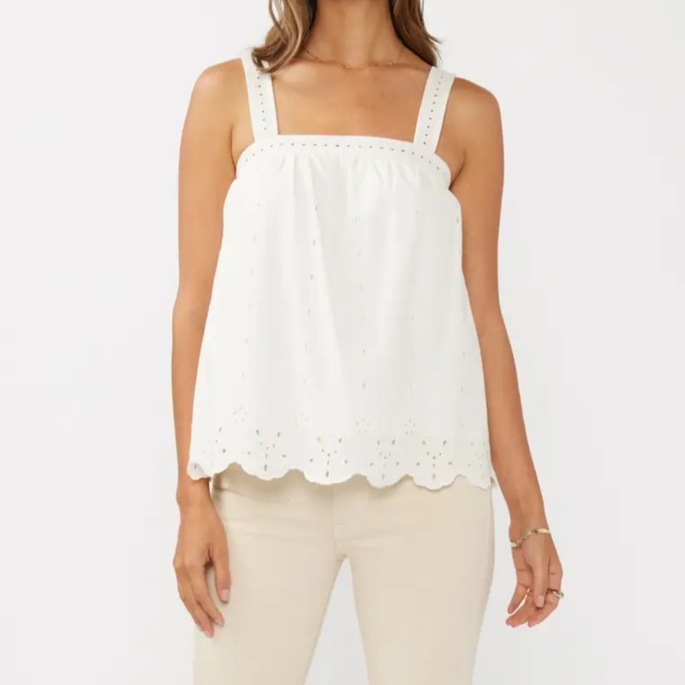 White Smocked Sleeveless Tank Top